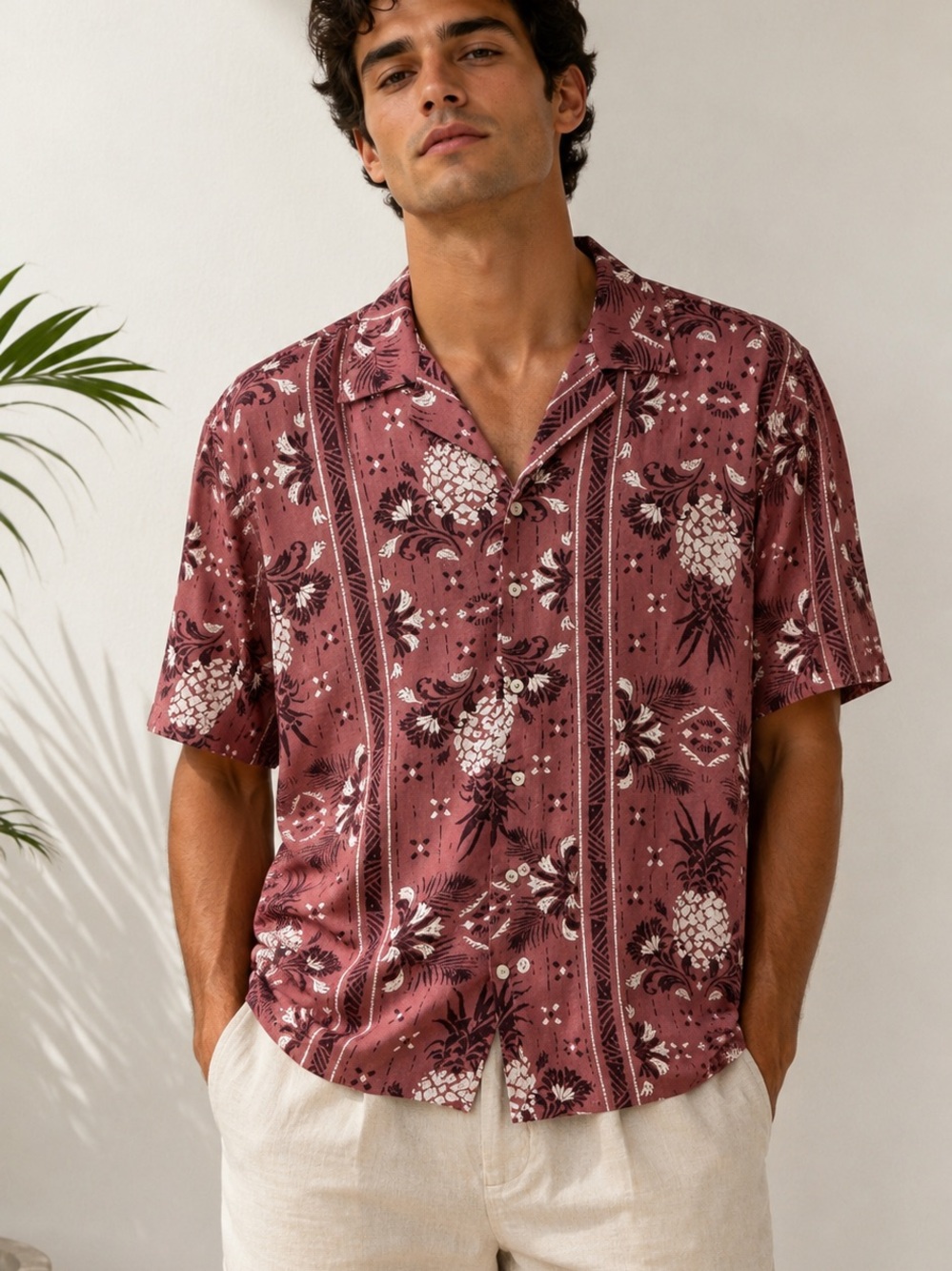 No Boundaries Hawaiian Shirt XL NWT Tropical Pineapple Camp Button Up
